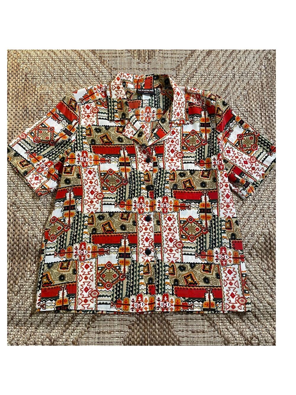 Vtg. Notations Petite short sleeve button up Sz 10 Southwestern Floral Print